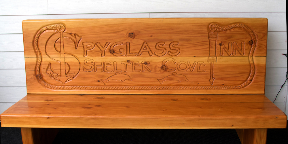 Bruce Willis created this beautiful 6-foot bench, we proudly display to our guests upon arrival.